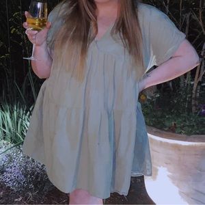 green cotton tiered dress